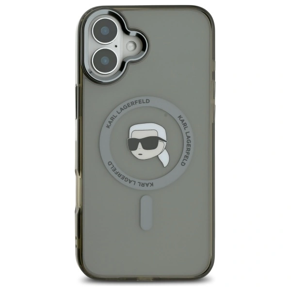 Kryt Karl Lagerfeld KLHMP16SHLSKIK Apple iPhone 16 hardcase IML Metal Karl Head MagSafe black