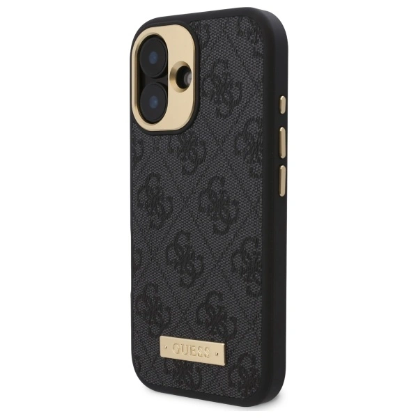 Kryt Guess GUHMP16SU4GPRK Apple iPhone 16 hardcase 4G Logo Plate MagSafe black