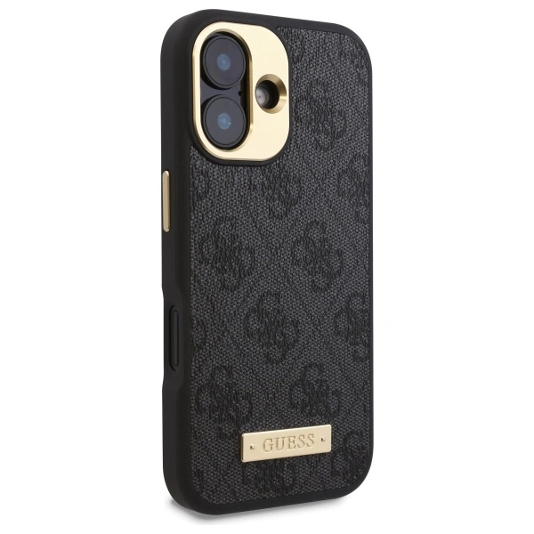 Kryt Guess GUHMP16SU4GPRK Apple iPhone 16 hardcase 4G Logo Plate MagSafe black
