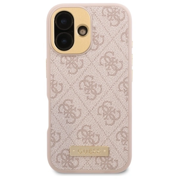 Kryt Guess GUHMP16SU4GPRP Apple iPhone 16 hardcase 4G Logo Plate MagSafe pink