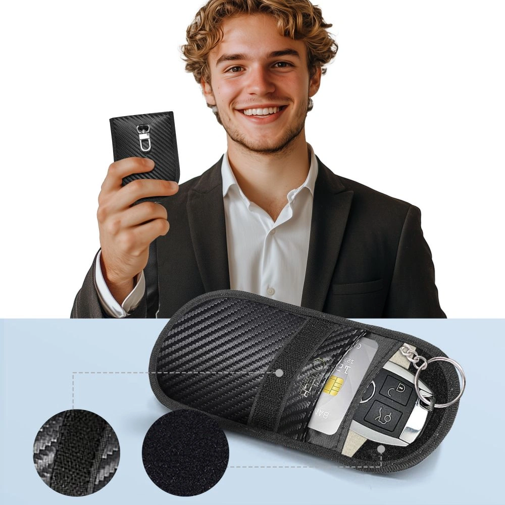 Kryt Tech-Protect KLR100 faraday cage Pouch Keyless RFID Signal Blocker Case Carbon