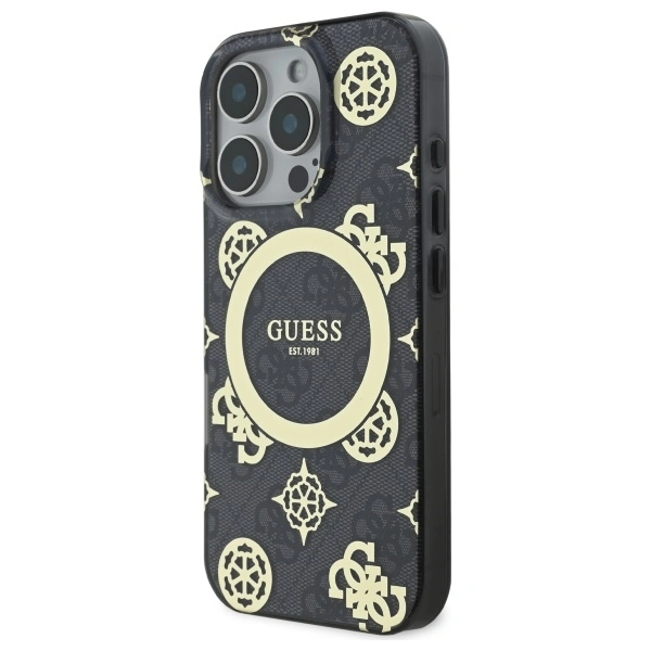 Kryt Guess GUHMP16XH4PYEEK Apple iPhone 16 Pro Max hardcase IML Peony On 4G Background MagSafe black