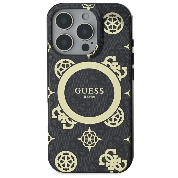 Kryt Guess GUHMP16XH4PYEEK Apple iPhone 16 Pro Max hardcase IML Peony On 4G Background MagSafe black