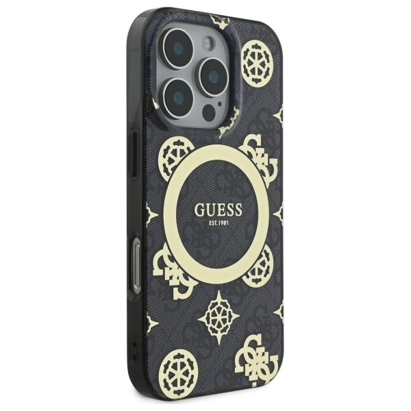 Kryt Guess GUHMP16XH4PYEEK Apple iPhone 16 Pro Max hardcase IML Peony On 4G Background MagSafe black