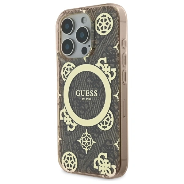 Kryt Guess GUHMP16XH4PYEEW Apple iPhone 16 Pro Max hardcase IML Peony On 4G Background MagSafe brown