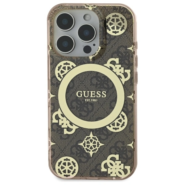Kryt Guess GUHMP16XH4PYEEW Apple iPhone 16 Pro Max hardcase IML Peony On 4G Background MagSafe brown