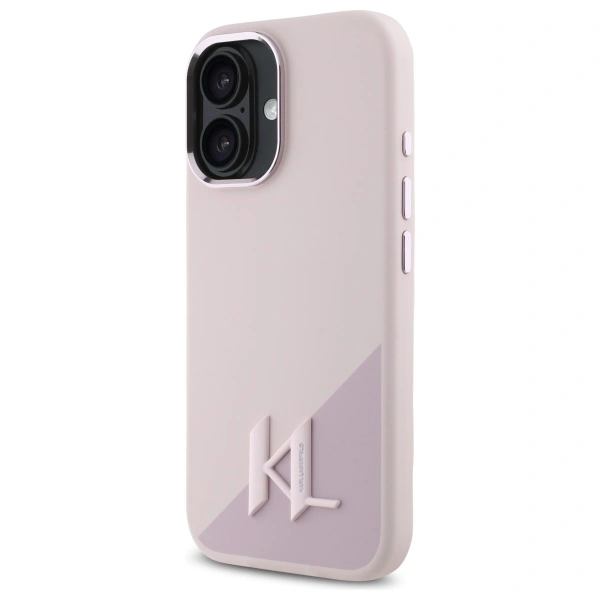 Kryt Karl Lagerfeld KLHMP16SSCMKMPCP Apple iPhone 16 hardcase Silicone Shadow Metal Initial MagSafe pink