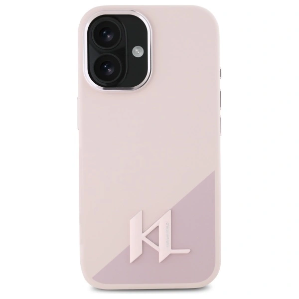 Kryt Karl Lagerfeld KLHMP16SSCMKMPCP Apple iPhone 16 hardcase Silicone Shadow Metal Initial MagSafe pink