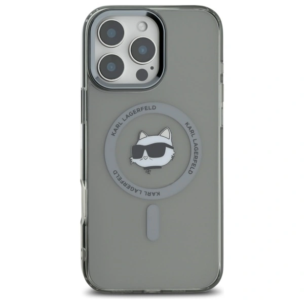 Kryt Karl Lagerfeld KLHMP16XHLSCHK Apple iPhone 16 Pro Max hardcase IML Metal Choupette Head MagSafe black