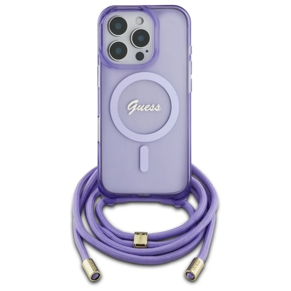 Kryt Guess GUHMP16XHCTSGNSU Apple iPhone 16 Pro Max hardcase Crossbody Cord Script MagSafe purple