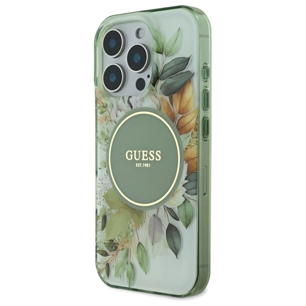 Kryt Guess GUHMP16XHFWBDCEN Apple iPhone 16 Pro Max hardcase IML Flower & Tonal Circle MagSafe green