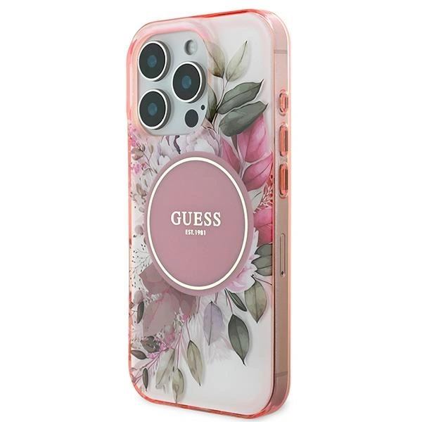 Kryt Guess GUHMP16XHFWBDCEP Apple iPhone 16 Pro Max hardcase IML Flower & Tonal Circle MagSafe pink