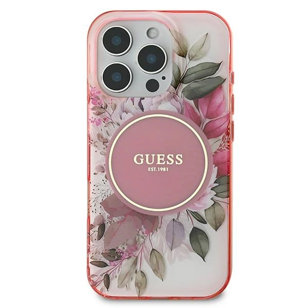 Kryt Guess GUHMP16XHFWBDCEP Apple iPhone 16 Pro Max hardcase IML Flower & Tonal Circle MagSafe pink
