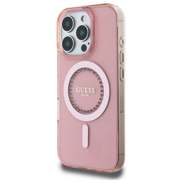 Kryt Guess GUHMP16XPFTDTEP Apple iPhone 16 Pro Max hardcase IML Rhinestones MagSafe pink