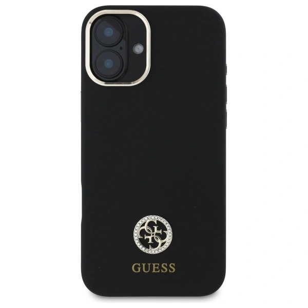 Kryt Guess GUHCP16SM4DGPK Apple iPhone 16 hardcase Silicone Logo Strass 4G black