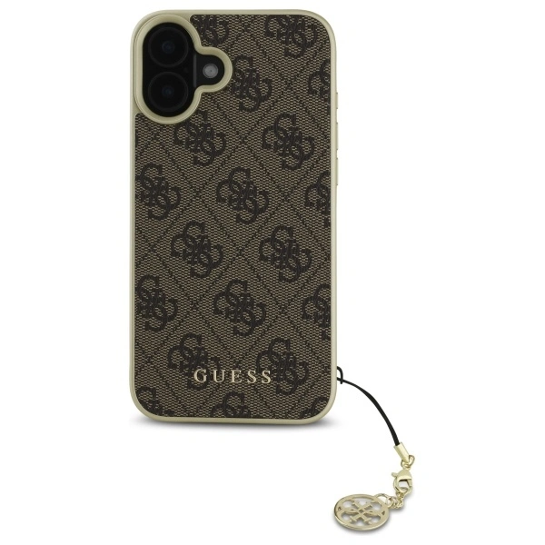 Kryt Guess GUHCP16SGF4GBR Apple iPhone 16 hardcase 4G Charms Collection brown