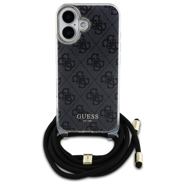 Kryt Guess GUHCP16SHC4SEK Apple iPhone 16 hardcase Crossbody Cord 4G Print black