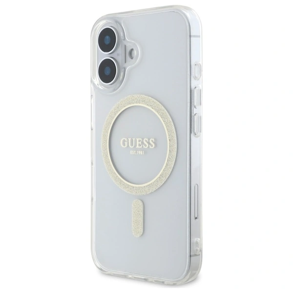 Kryt Guess GUHMP16MHFGERET Apple iPhone 16 Plus hardcase IML Glitter Circle MagSafe transparent