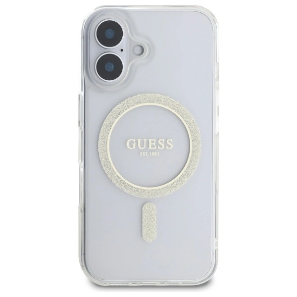 Kryt Guess GUHMP16MHFGERET Apple iPhone 16 Plus hardcase IML Glitter Circle MagSafe transparent