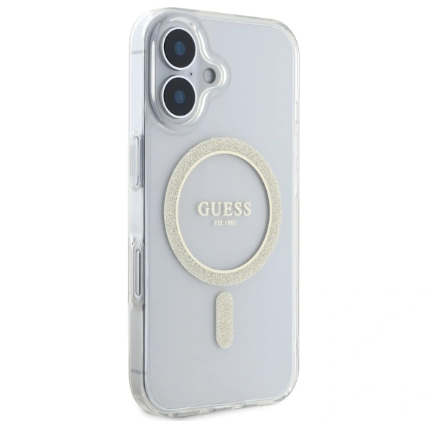 Kryt Guess GUHMP16MHFGERET Apple iPhone 16 Plus hardcase IML Glitter Circle MagSafe transparent
