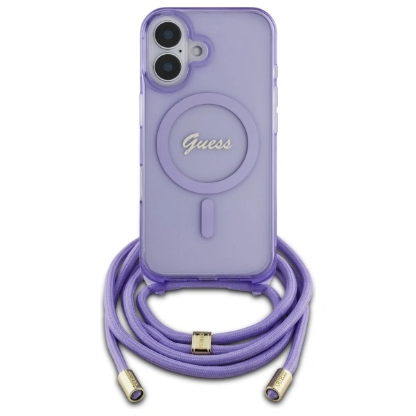 Kryt Guess GUHMP16SHCTSGNSU Apple iPhone 16 hardcase Crossbody Cord Script MagSafe purple