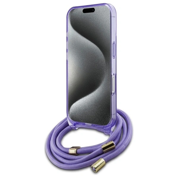 Kryt Guess GUHMP16SHCTSGNSU Apple iPhone 16 hardcase Crossbody Cord Script MagSafe purple