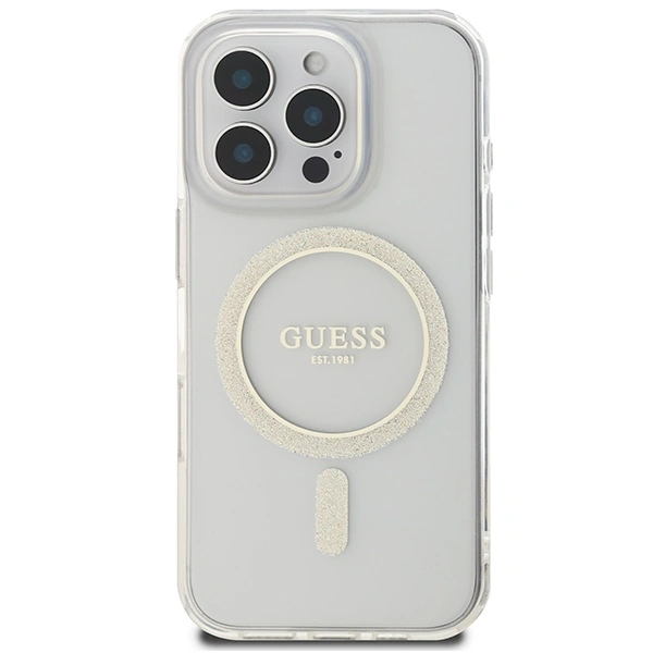 Kryt Guess GUHMP16XHFGERET Apple iPhone 16 Pro Max hardcase IML Glitter Circle MagSafe transparent