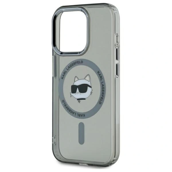 Kryt Karl Lagerfeld KLHMP15LHLSCHK Apple iPhone 15 Pro hardcase IML Metal Choupette Head MagSafe black