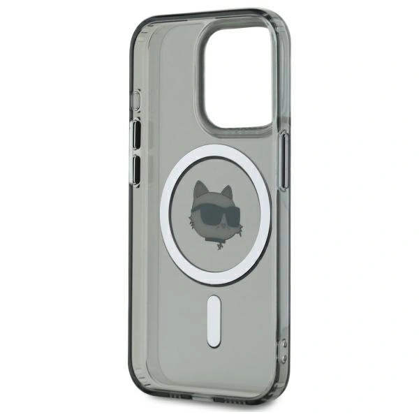 Kryt Karl Lagerfeld KLHMP15LHLSCHK Apple iPhone 15 Pro hardcase IML Metal Choupette Head MagSafe black