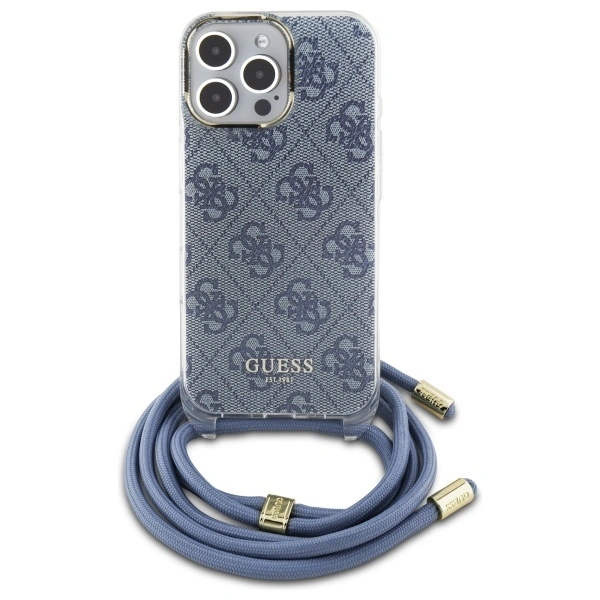 Kryt Guess GUHCP16LHC4SEB Apple iPhone 16 Pro hardcase Crossbody Cord 4G Print blue