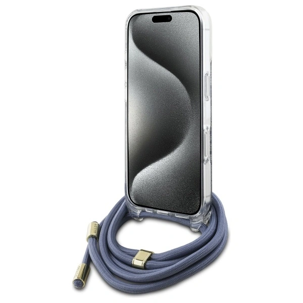 Kryt Guess GUHCP16LHC4SEB Apple iPhone 16 Pro hardcase Crossbody Cord 4G Print blue