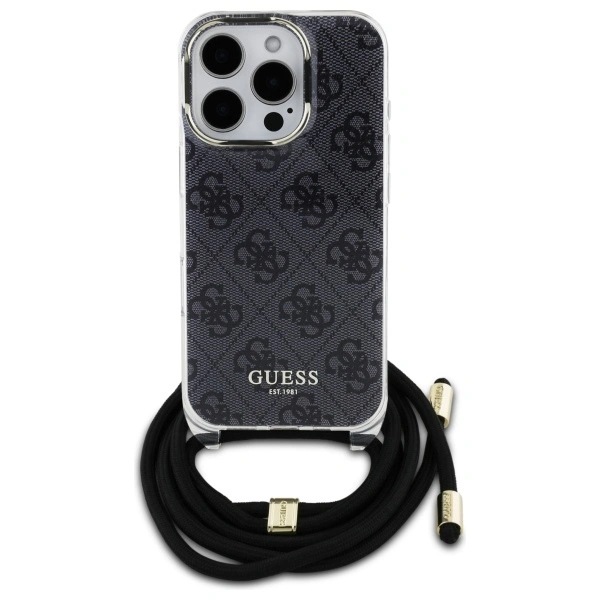 Kryt Guess GUHCP16LHC4SEK Apple iPhone 16 Pro hardcase Crossbody Cord 4G Print black