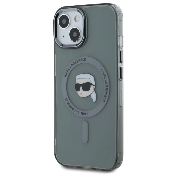 Kryt Karl Lagerfeld KLHMP15SHLSKIK Apple iPhone 15 hardcase IML Metal Karl Head MagSafe black