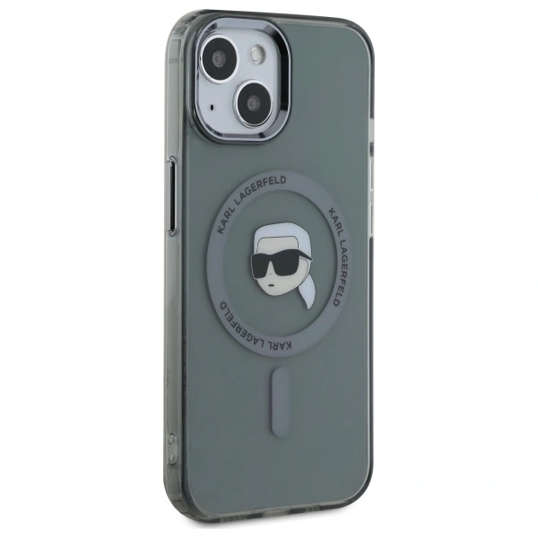 Kryt Karl Lagerfeld KLHMP15SHLSKIK Apple iPhone 15 hardcase IML Metal Karl Head MagSafe black