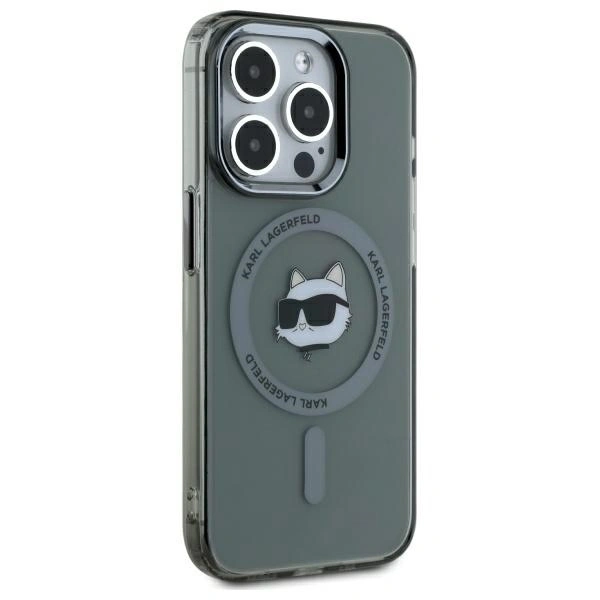 Kryt Karl Lagerfeld KLHMP15XHLSCHK Apple iPhone 15 Pro Max hardcase IML Metal Choupette Head MagSafe black
