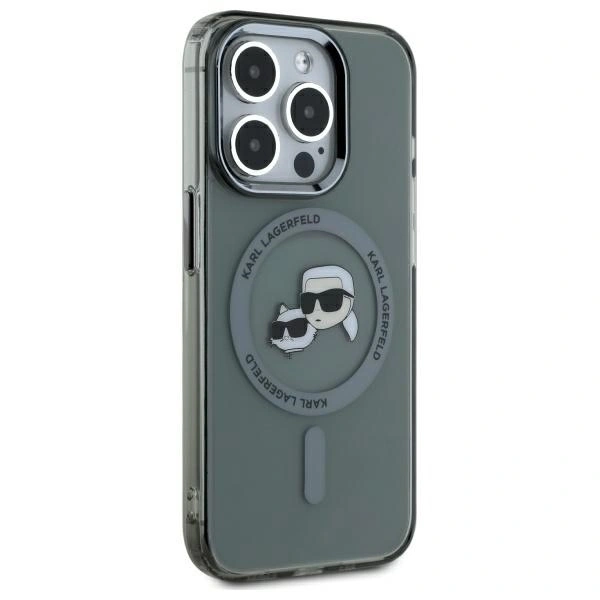 Kryt Karl Lagerfeld KLHMP15XHLSKCK Apple iPhone 15 Pro Max hardcase IML Metal Karl&Choupette Head MagSafe black