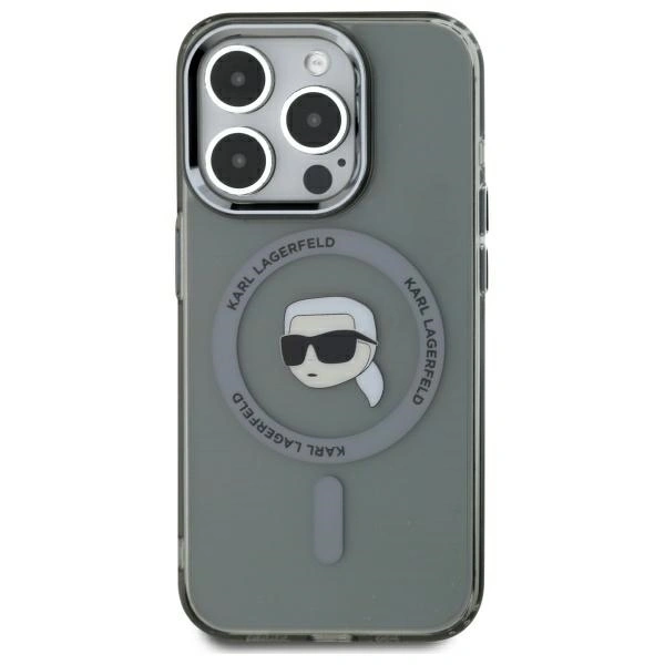Kryt Karl Lagerfeld KLHMP15XHLSKIK Apple iPhone 15 Pro Max hardcase IML Metal Karl Head MagSafe black