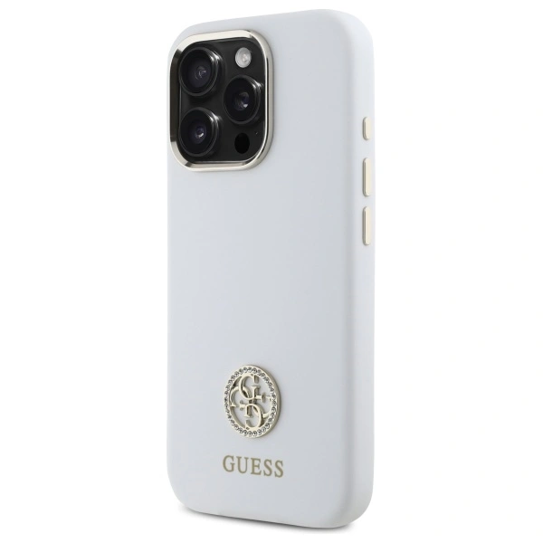 Kryt Guess GUHCP16LM4DGPH Apple iPhone 16 Pro hardcase Silicone Logo Strass 4G white