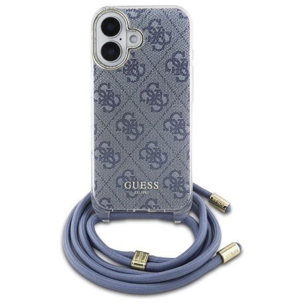 Kryt Guess GUHCP16SHC4SEB Apple iPhone 16 hardcase Crossbody Cord 4G Print blue