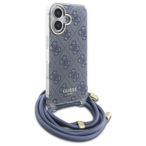 Kryt Guess GUHCP16SHC4SEB Apple iPhone 16 hardcase Crossbody Cord 4G Print blue