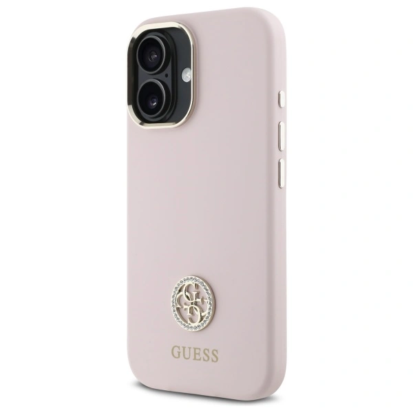 Kryt Guess GUHCP16SM4DGPP Apple iPhone 16 hardcase Silicone Logo Strass 4G pink