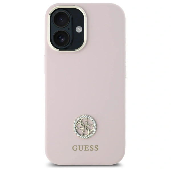 Kryt Guess GUHCP16SM4DGPP Apple iPhone 16 hardcase Silicone Logo Strass 4G pink