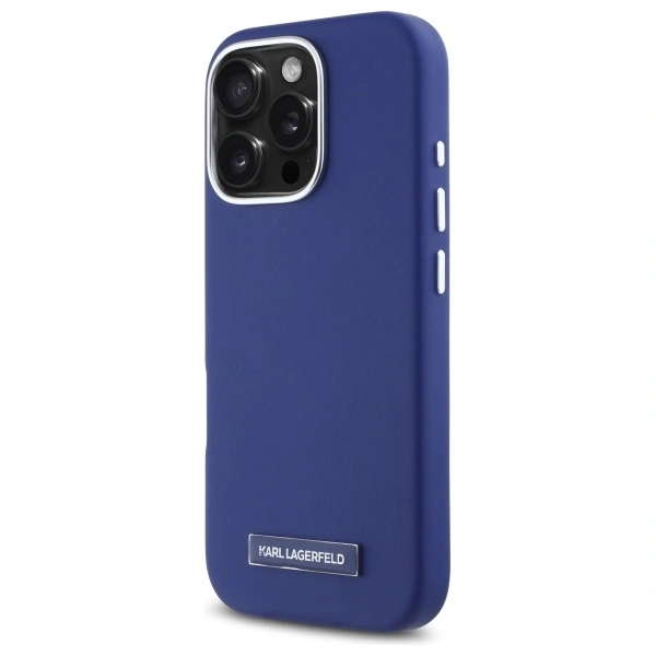 Kryt Karl Lagerfeld KLHMP16LPGMSRPB Apple iPhone 16 Pro hardcase FW Metal Plate MagSafe blue