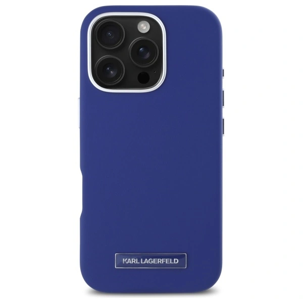 Kryt Karl Lagerfeld KLHMP16LPGMSRPB Apple iPhone 16 Pro hardcase FW Metal Plate MagSafe blue