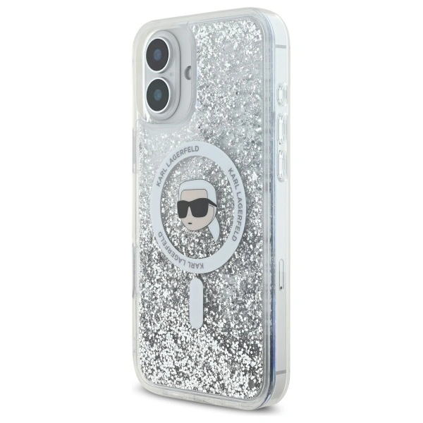Kryt Karl Lagerfeld KLHMP16MLGKISGH Apple iPhone 16 Plus hardcase Liquid Glitter Karl Head Magsafe transparent