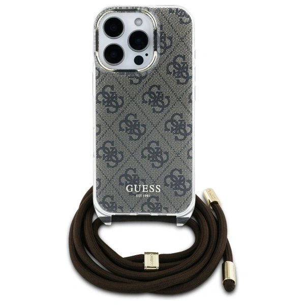 Kryt Guess GUHCP16XHC4SEW Apple iPhone 16 Pro Max hardcase Crossbody Cord 4G Print brown