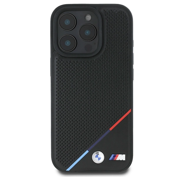 Kryt BMW BMHMP16L23PUPDK Apple iPhone 16 Pro hardcase M Perforated Tricolor Line MagSafe black