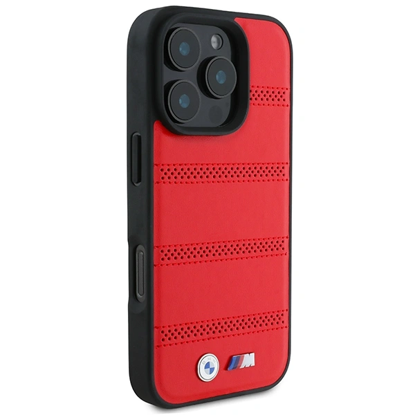 Kryt BMW BMHMP16L23PUSPR Apple iPhone 16 Pro hardcase M Perforated And Stitched Line MagSafe red