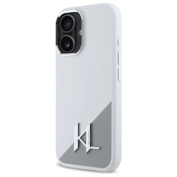 Kryt Karl Lagerfeld KLHMP16SSCMKMPCH Apple iPhone 16 hardcase Silicone Initial Metal Logo MagSafe white