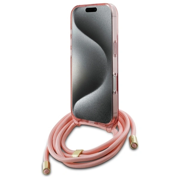 Kryt Guess GUHMP16LHCTSGNSP Apple iPhone 16 Pro hardcase Crossbody Cord Script MagSafe pink